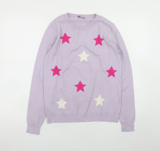 Amara Reya Women's Purple Star Knit Pullover Jumper M
