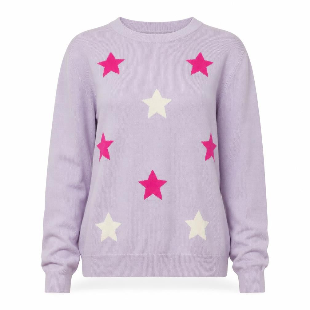 Amara Reya Women's Purple Star Knit Pullover Jumper M