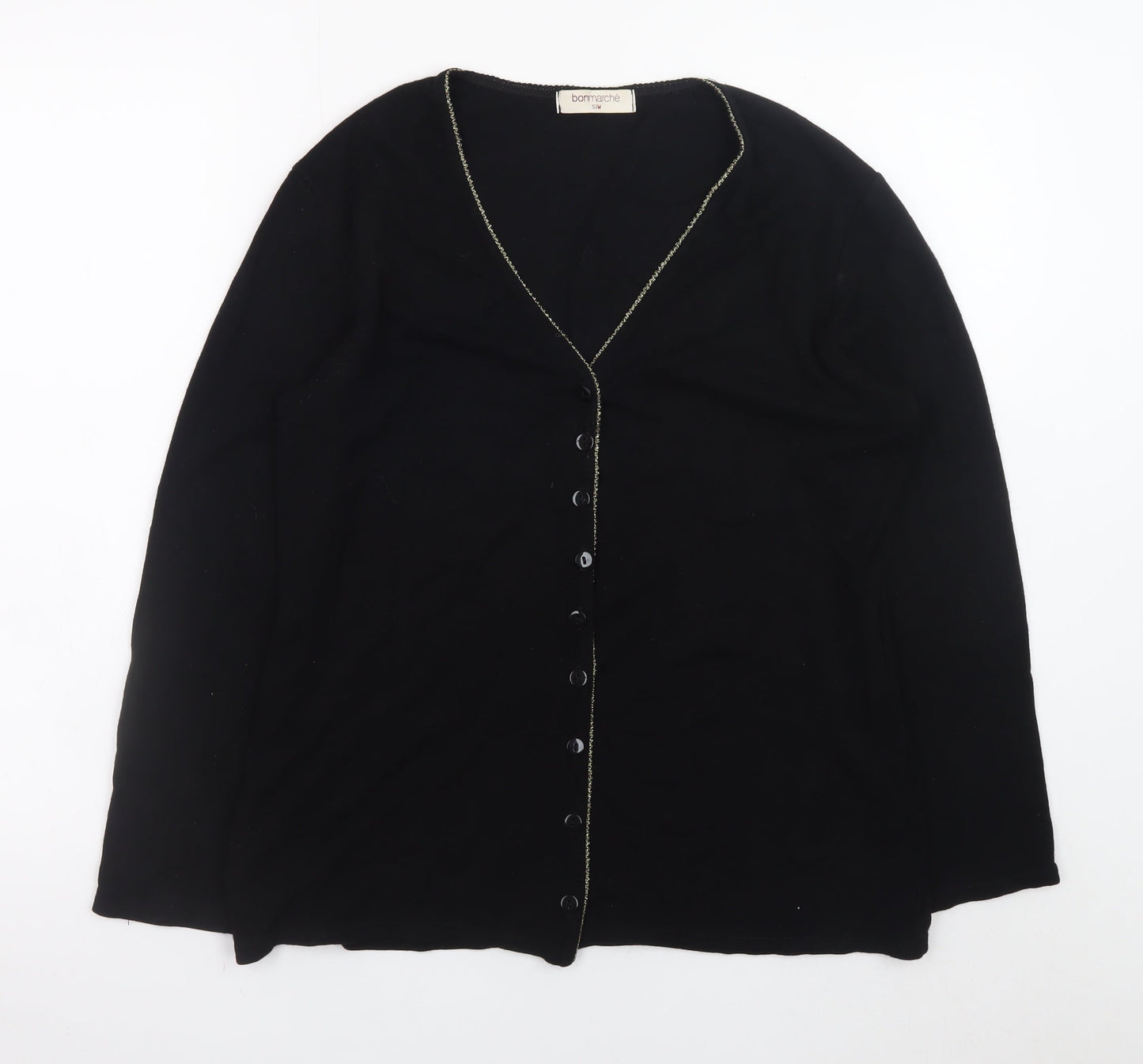 Bonmarché Women's Black V-Neck Button Cardigan S