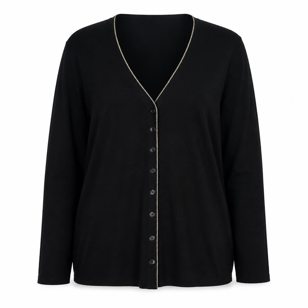 Bonmarché Women's Black V-Neck Button Cardigan S