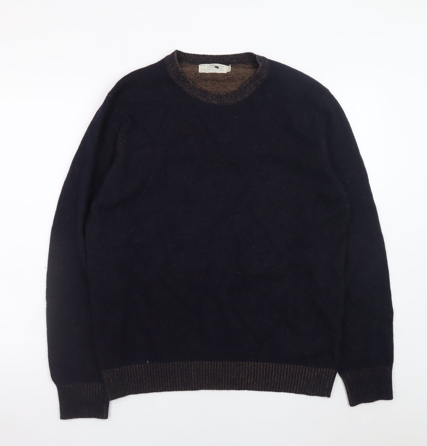 500/Denim Maison Crescent Men's Black Lambswool Blend XL Crew Jumper