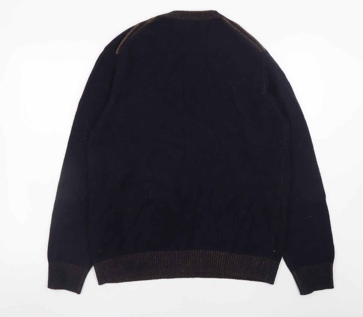 500/Denim Maison Crescent Men's Black Lambswool Blend XL Crew Jumper