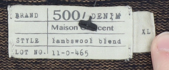 500/Denim Maison Crescent Men's Black Lambswool Blend XL Crew Jumper