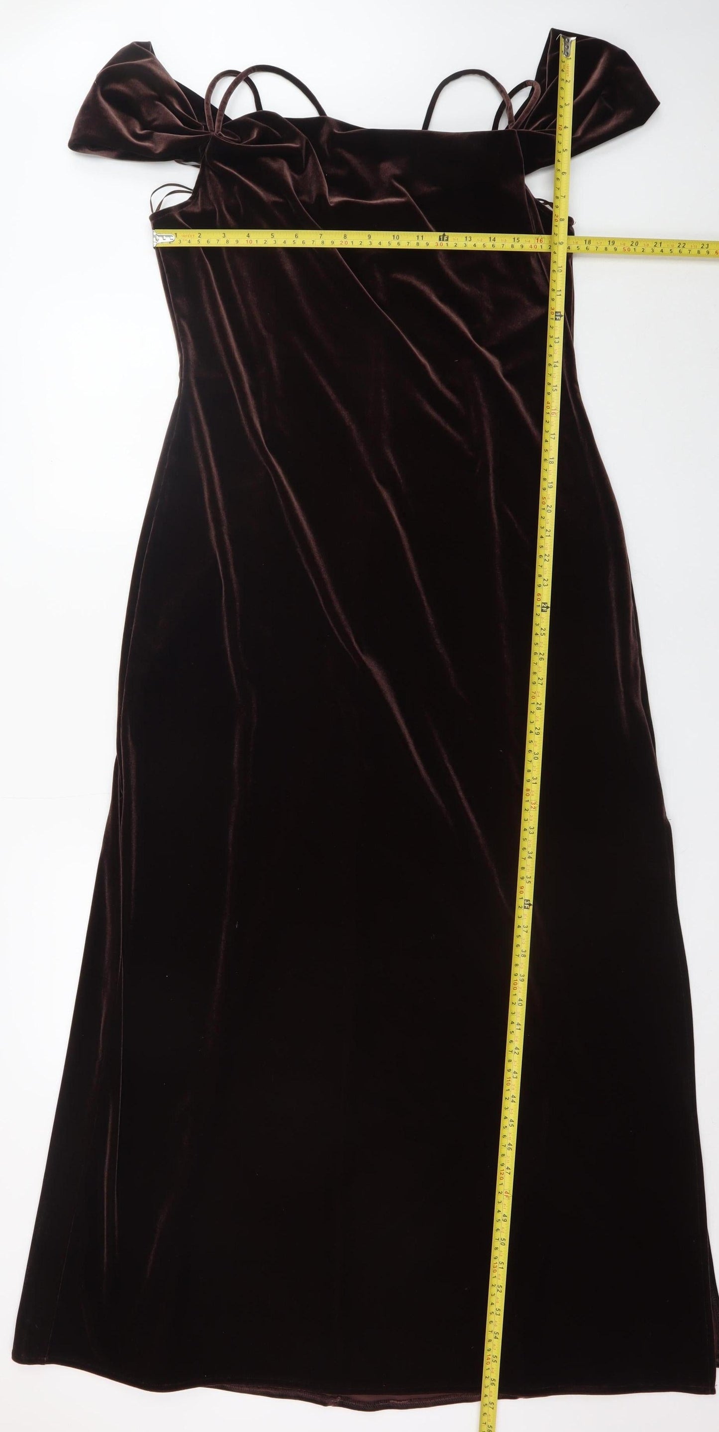 Ariella London Women Brown Velvet Off Shoulder Bodycon Dress UK 16