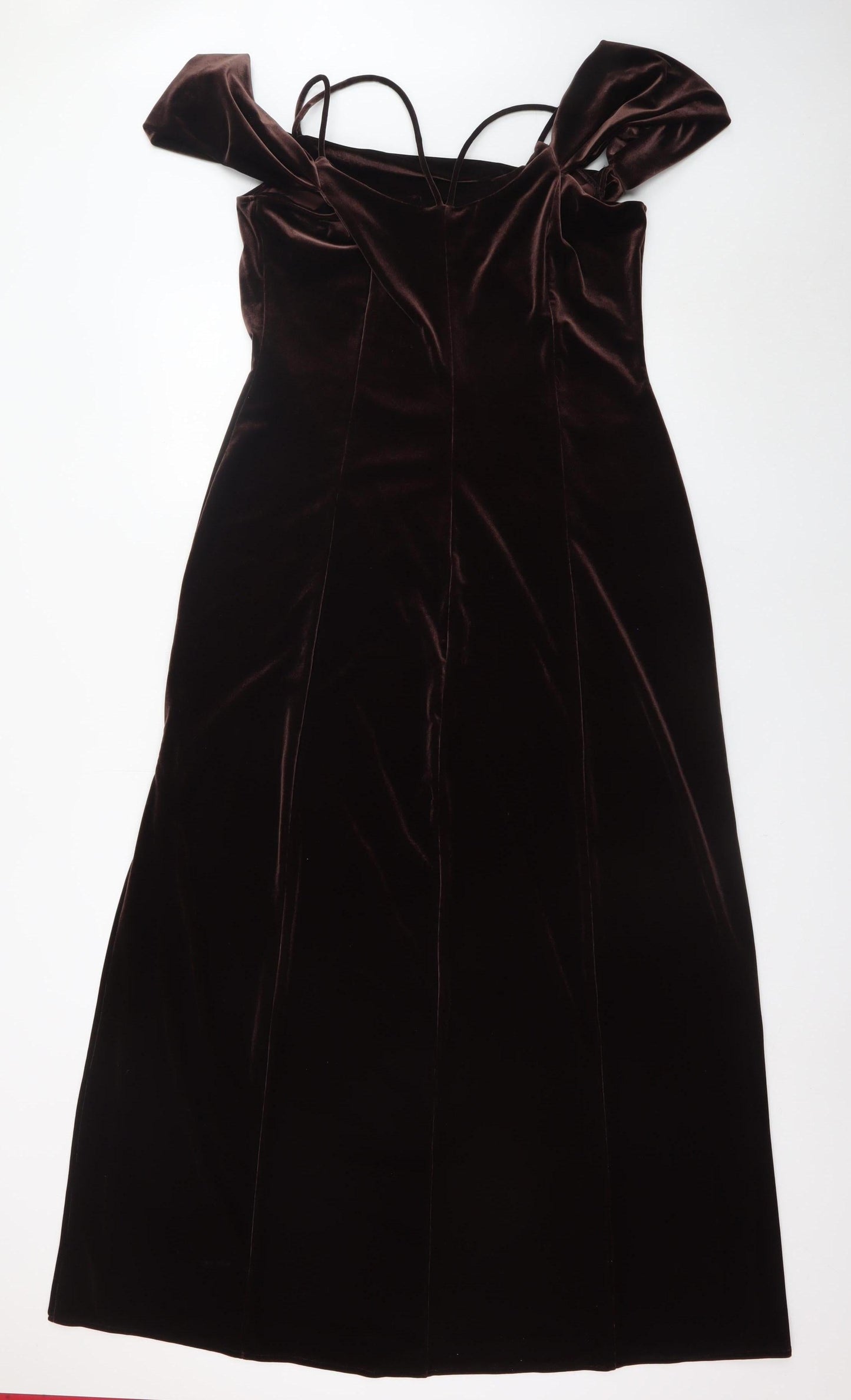 Ariella London Women Brown Velvet Off Shoulder Bodycon Dress UK 16