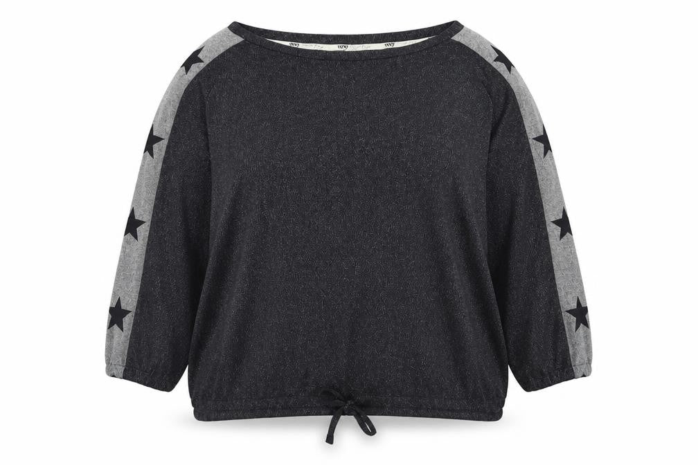 Very Women Grey Star Print Sweatshirt Size 16-18 Drawstring Hem