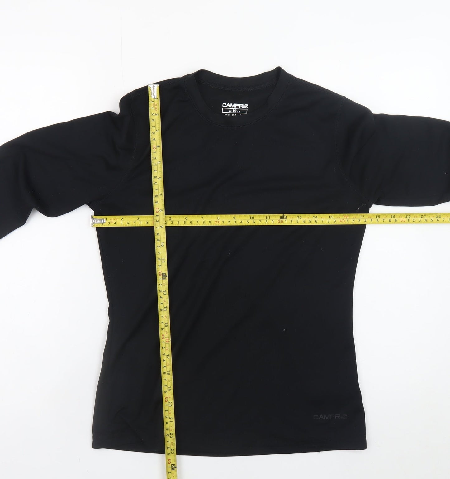 Campri Womens Black Long Sleeve Athletic Top Size 12 UK