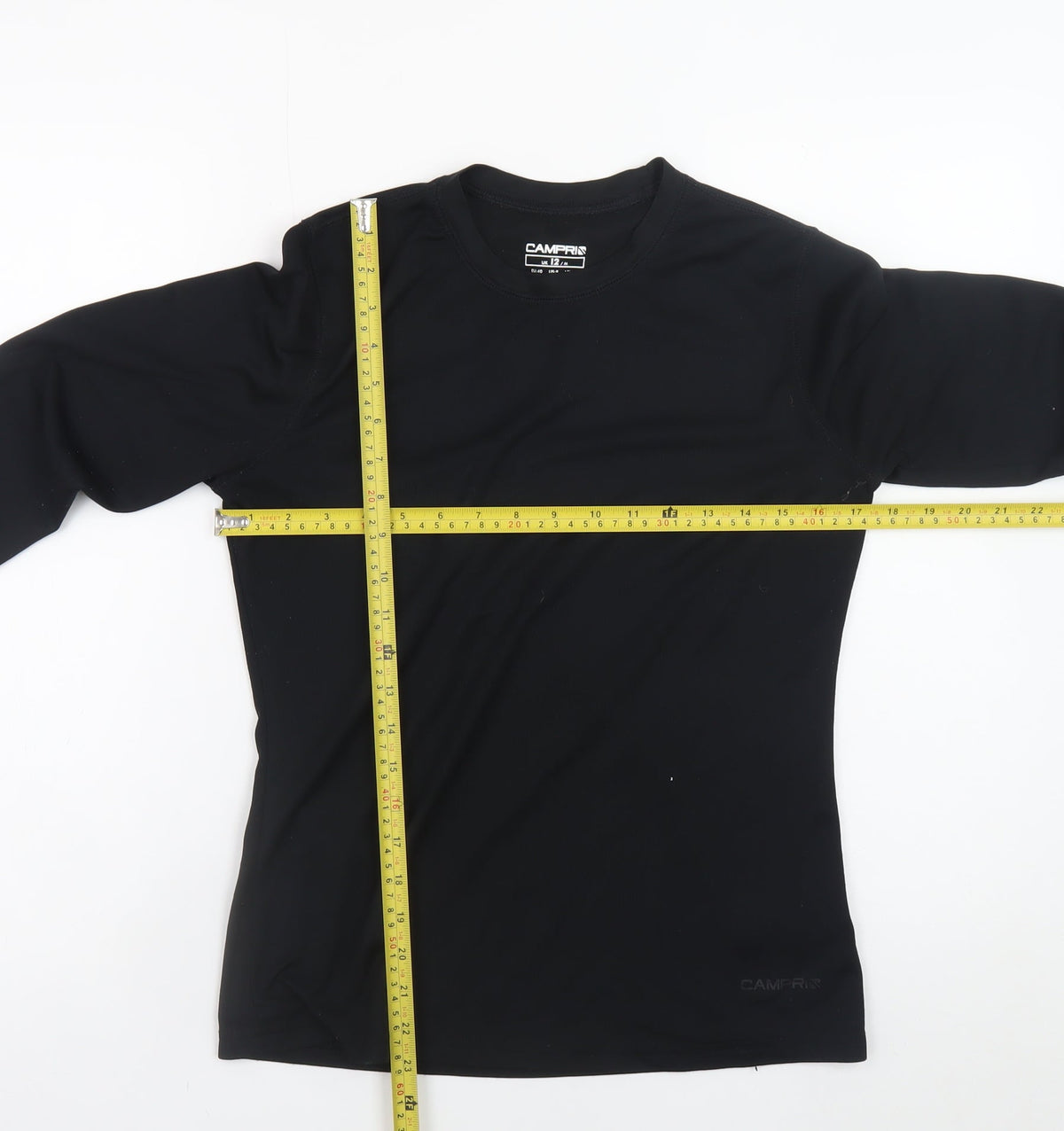 Campri Womens Black Long Sleeve Athletic Top Size 12 UK