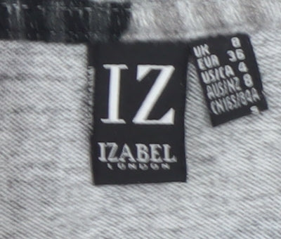 Izabel London Women’s Grey Floral Zip Jumper Size 8 High Neck