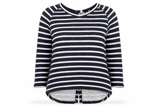 FatFace Womens Blue Striped 3/4 Sleeve Jersey T-Shirt Size 10