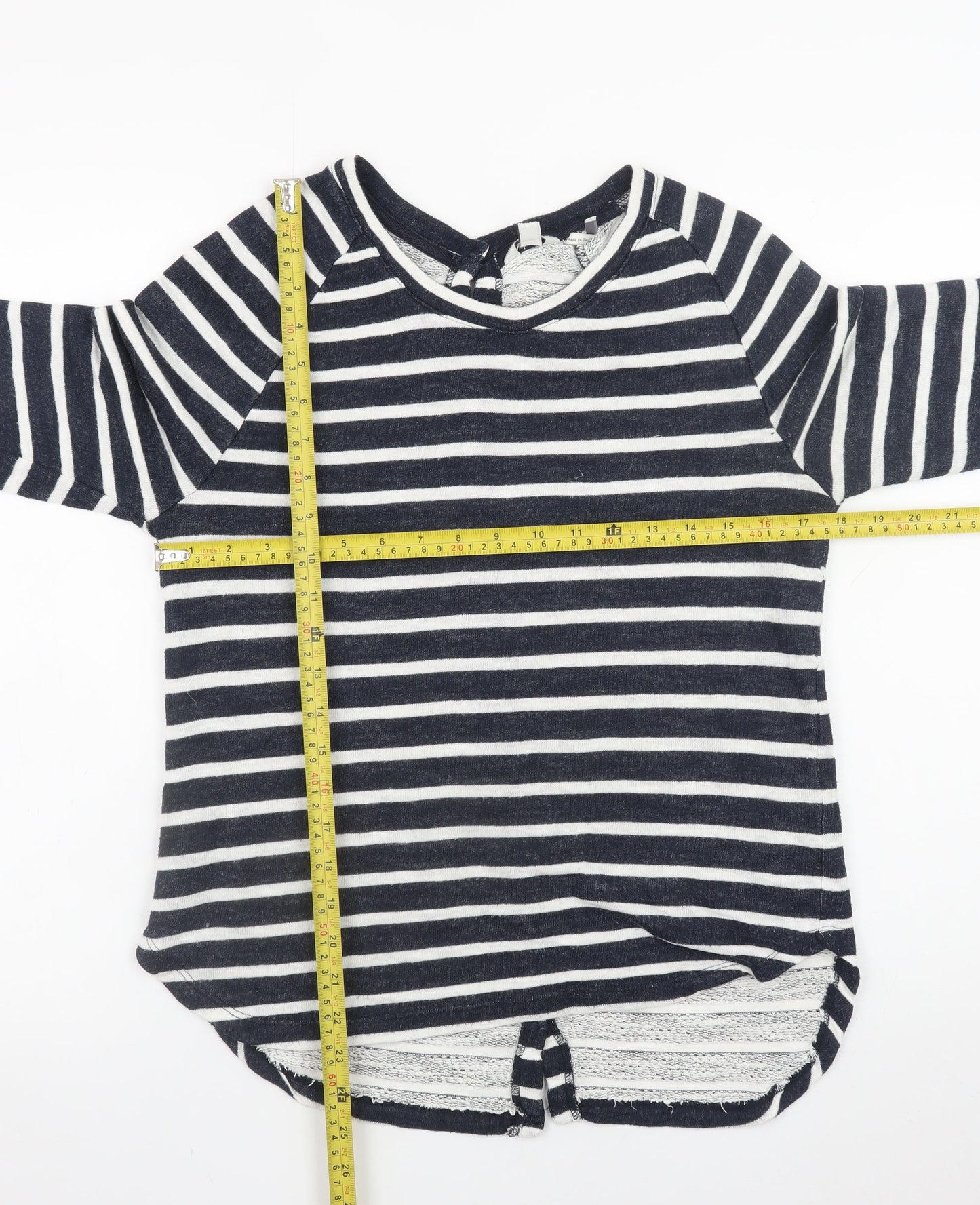 FatFace Womens Blue Striped 3/4 Sleeve Jersey T-Shirt Size 10