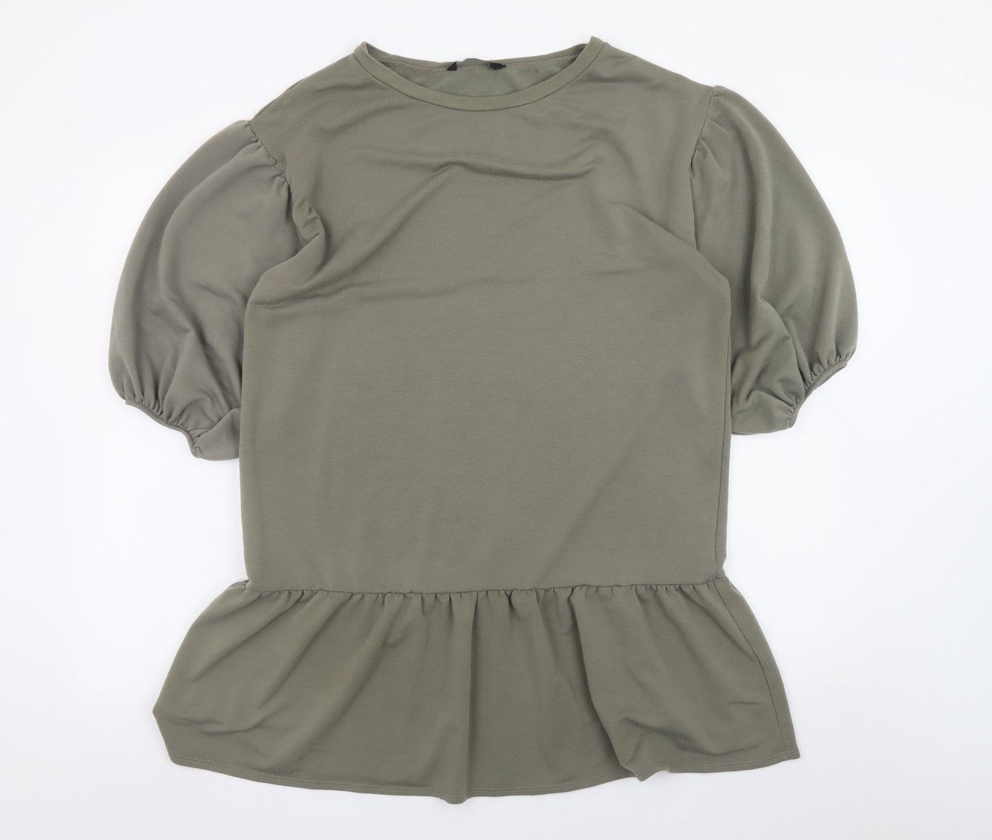 George Womens Khaki 12-14 Peplum Puff Sleeve Casual Dress