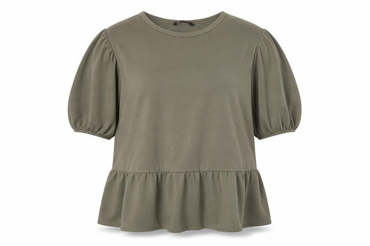George Womens Khaki 12-14 Peplum Puff Sleeve Casual Dress