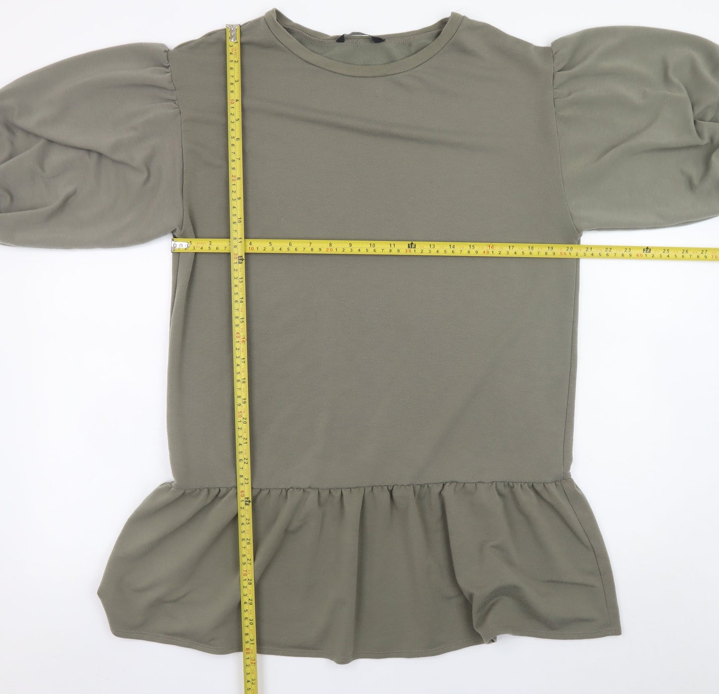 George Womens Khaki 12-14 Peplum Puff Sleeve Casual Dress