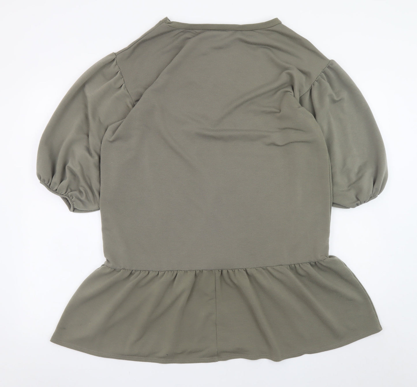 George Womens Khaki 12-14 Peplum Puff Sleeve Casual Dress