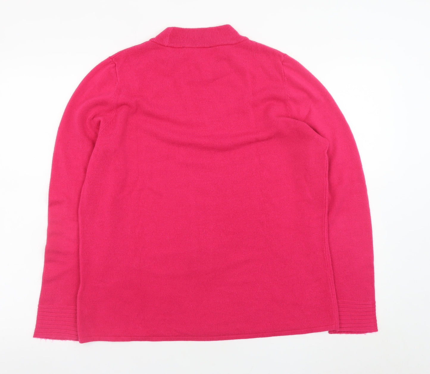 M&Co Womens Pink Mock Neck Knit Jumper Size 16
