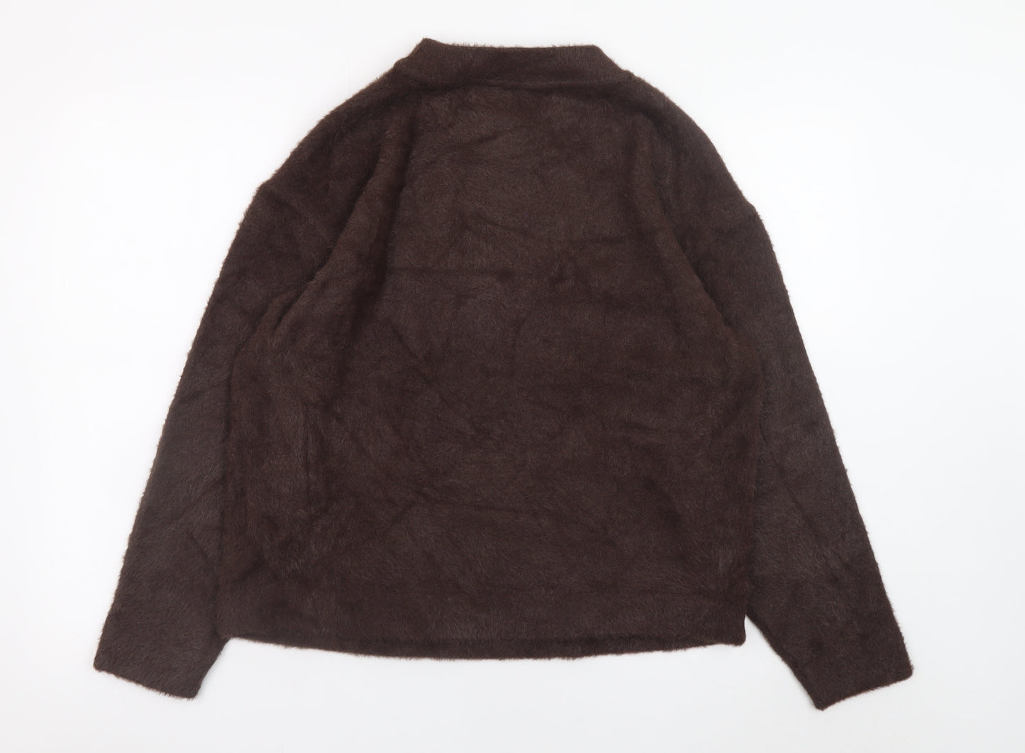 Marks and Spencer Women Brown Fluffy Knit Crew Neck Pullover Jumper M