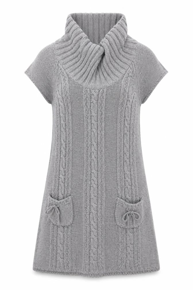 E-vie Women Grey Size 16 Jumper Dress Roll Neck Knit