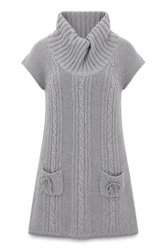 E-vie Women Grey Size 16 Jumper Dress Roll Neck Knit