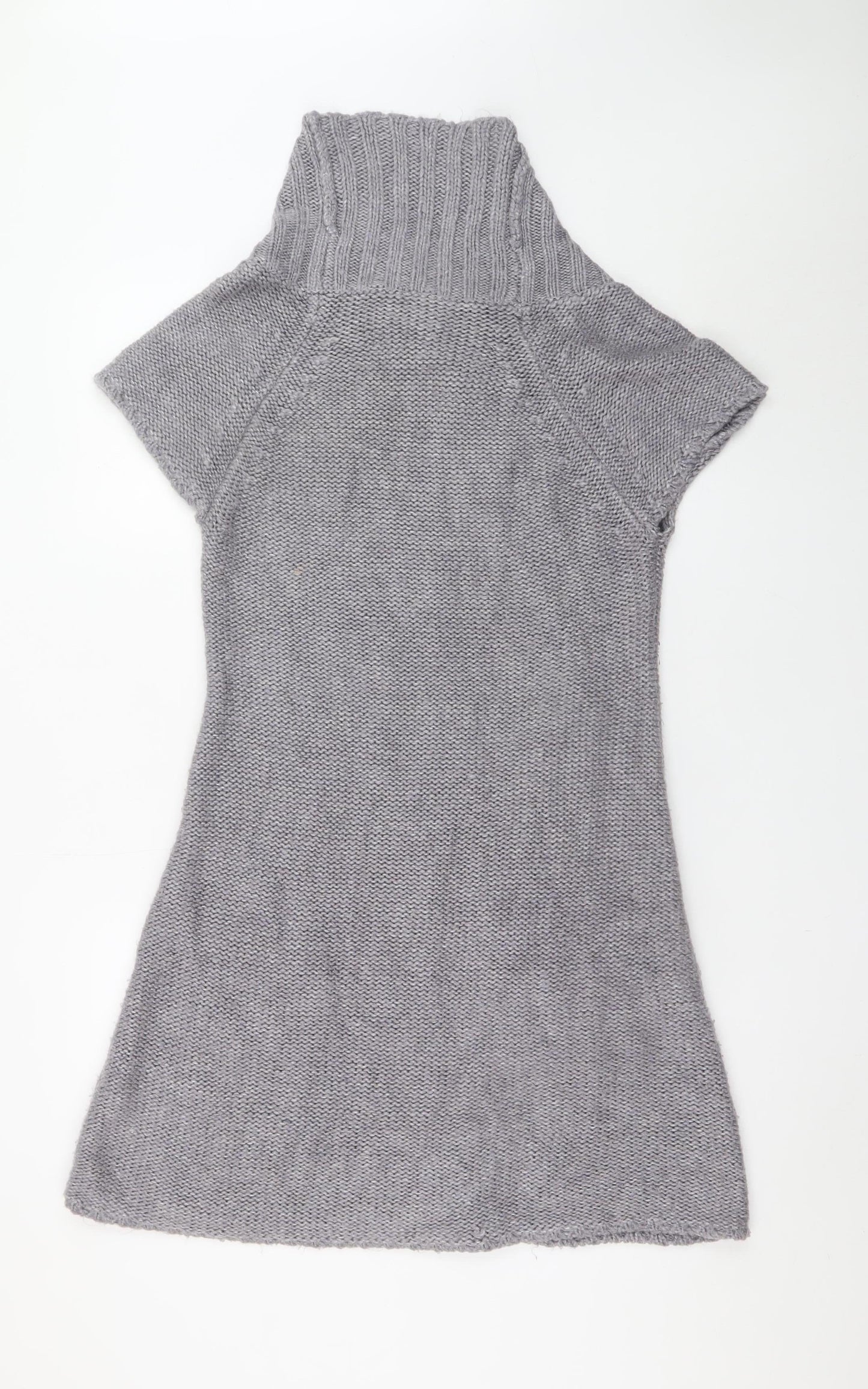 E-vie Women Grey Size 16 Jumper Dress Roll Neck Knit