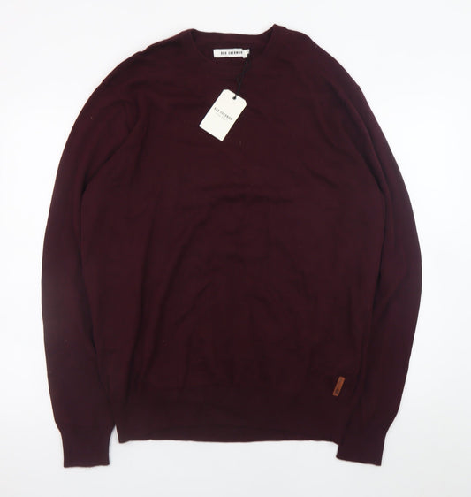 Ben Sherman Men's Red 2XL Cotton Crew Neck Pullover Jumper