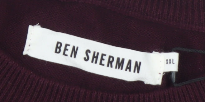 Ben Sherman Men's Red 2XL Cotton Crew Neck Pullover Jumper