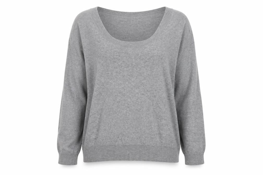 Gap Womens Grey Scoop Neck Long Sleeve Cotton Cashmere Jumper Size S