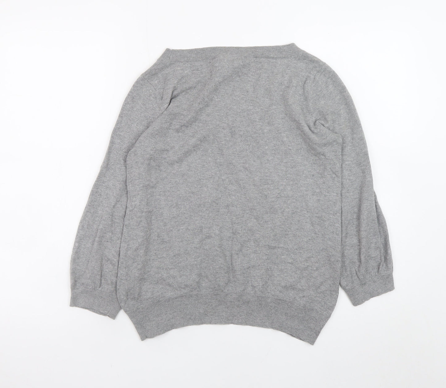 GAP Womens Grey Scoop Neck Long Sleeve Cotton Cashmere Jumper Size S