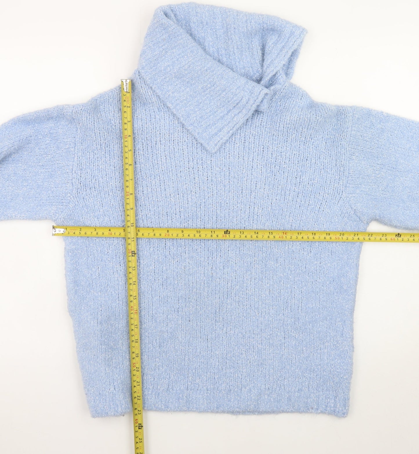 ASOS DESIGN Women’s Blue Roll Neck Chunky Knit Jumper Size S