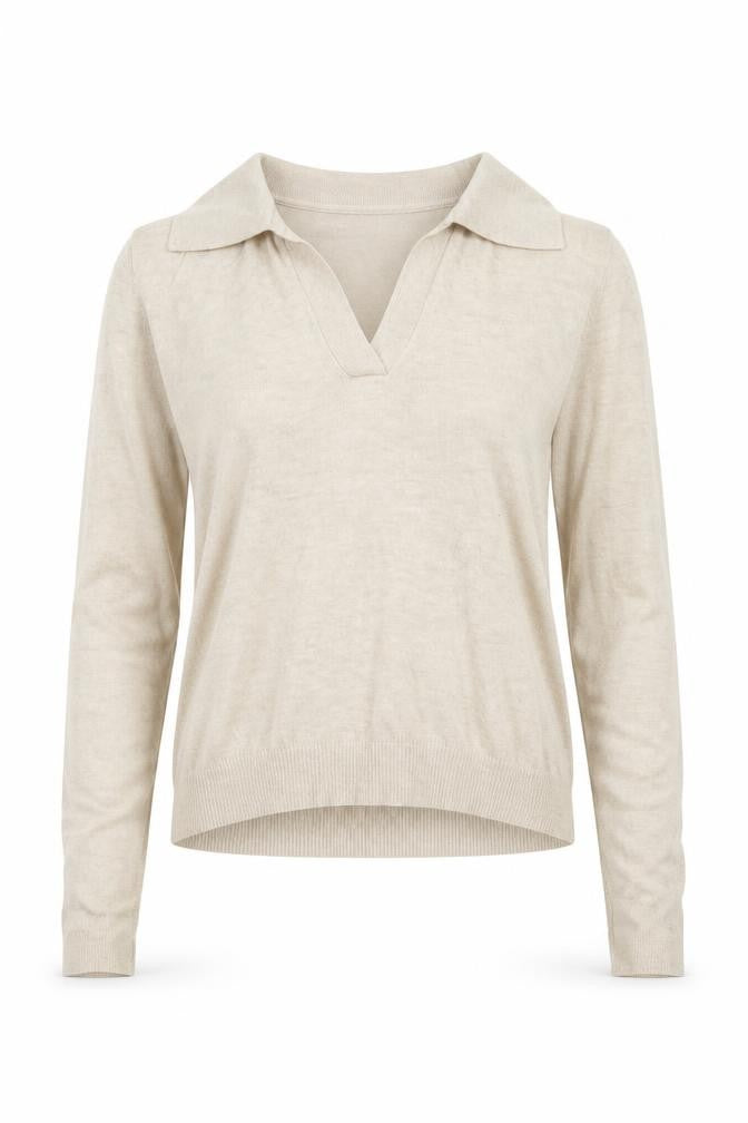 MNG Women's Beige Collared Knit Pullover Jumper Size S