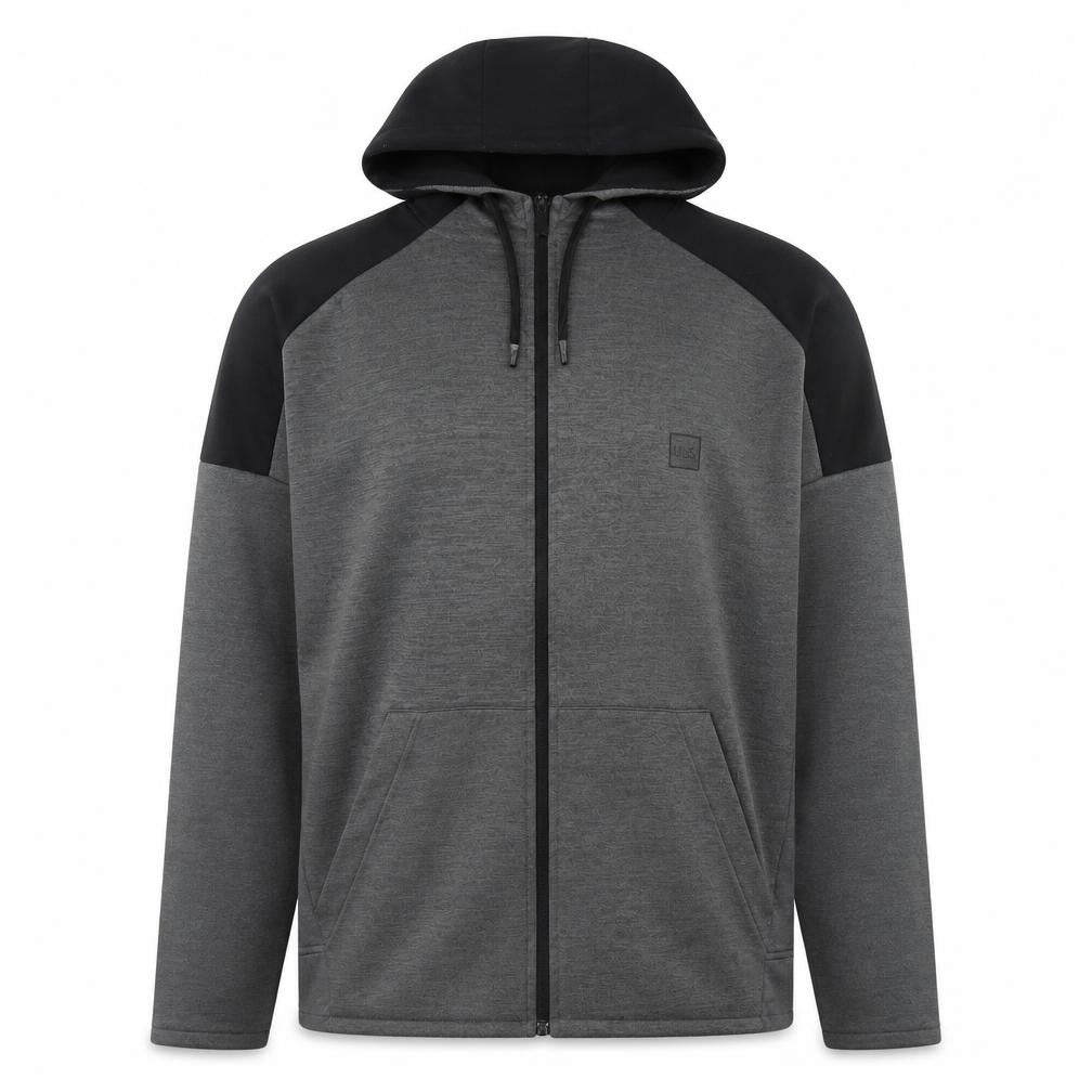 U.S. Athletic Men's Grey Full Zip Hoodie Medium Regular Fit Polyester