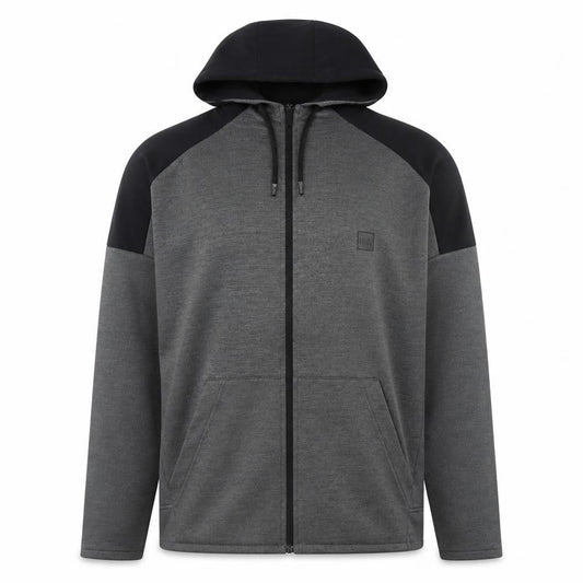 U.S. Athletic Men's Grey Full Zip Hoodie Medium Regular Fit Polyester