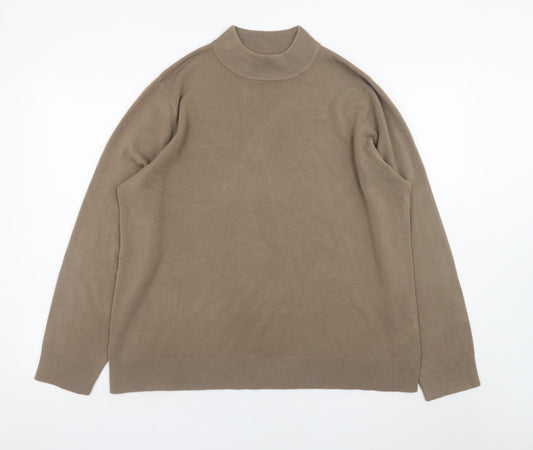 BHS Men’s Beige Mock Neck Cotton Acrylic Pullover Jumper L