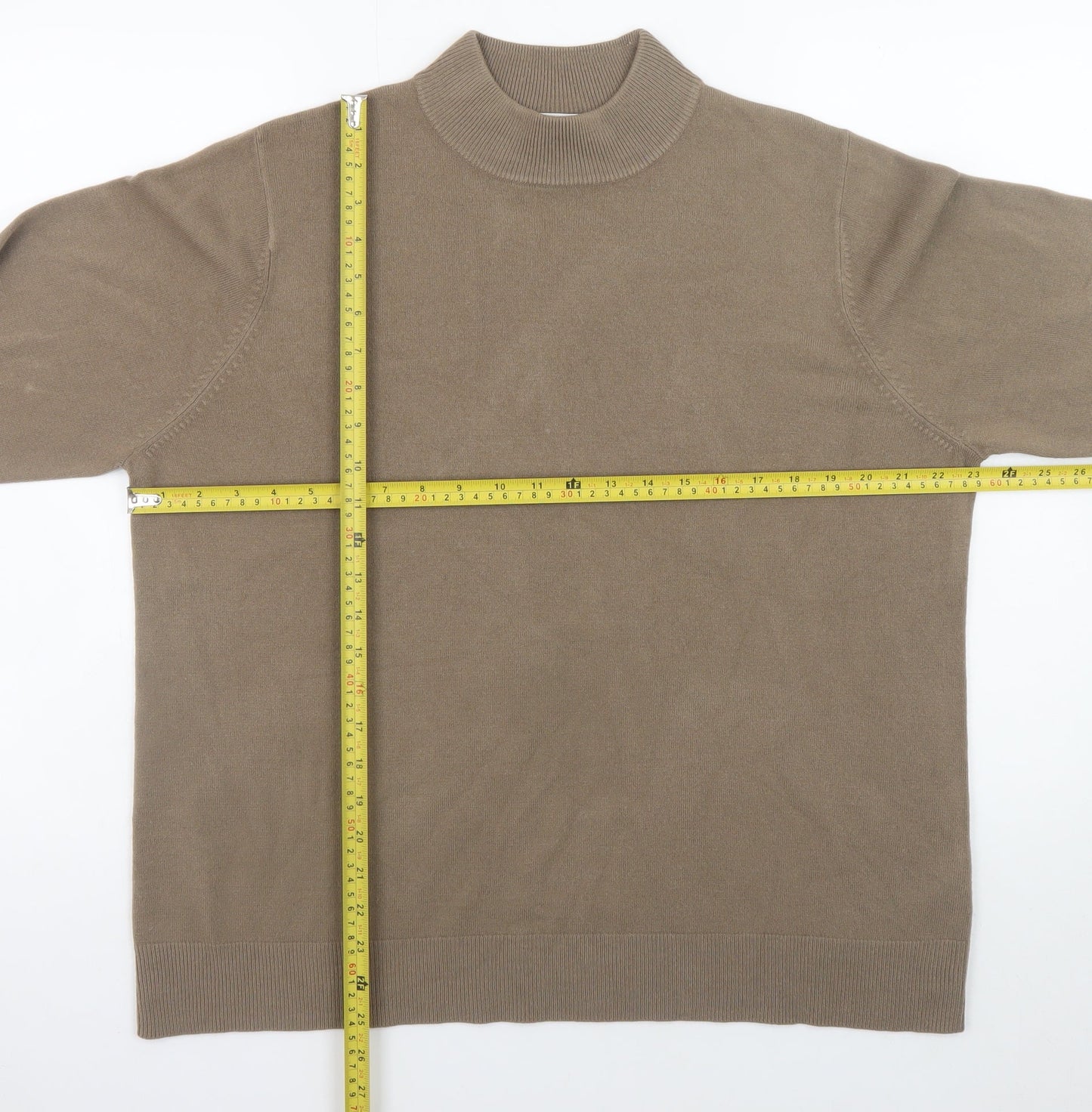 BHS Men’s Beige Mock Neck Cotton Acrylic Pullover Jumper L