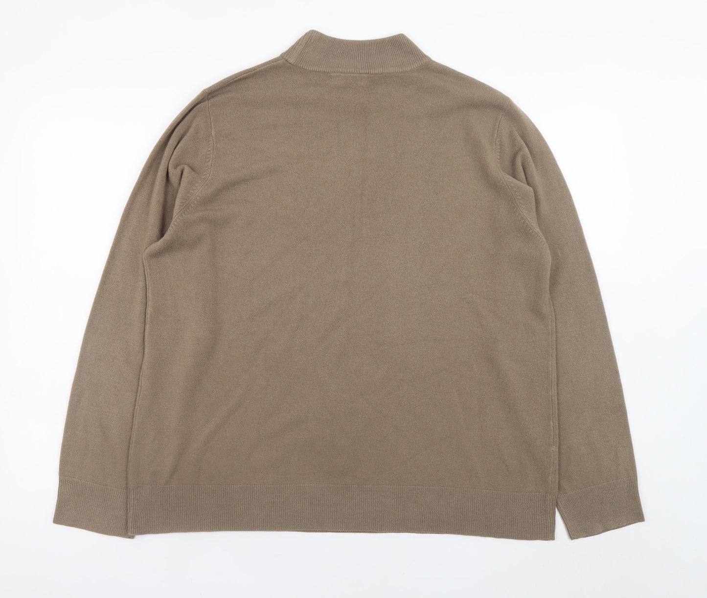 BHS Men’s Beige Mock Neck Cotton Acrylic Pullover Jumper L