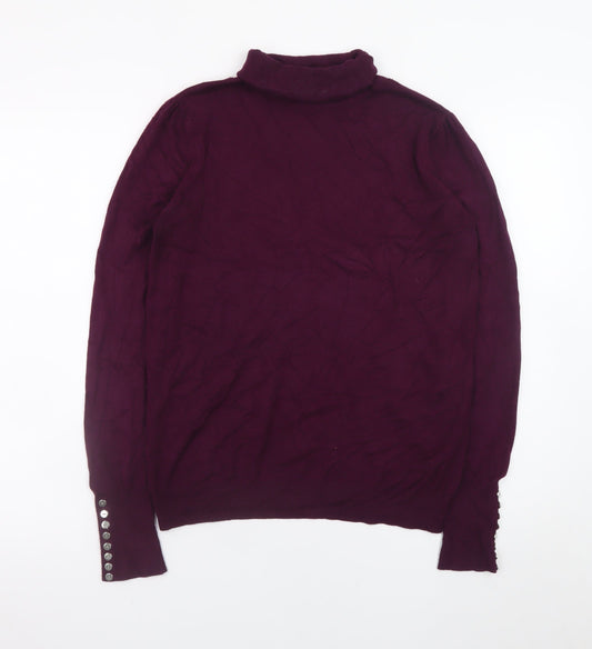 Wallis Women's Purple Roll Neck Long Sleeve Pullover Jumper Size 12
