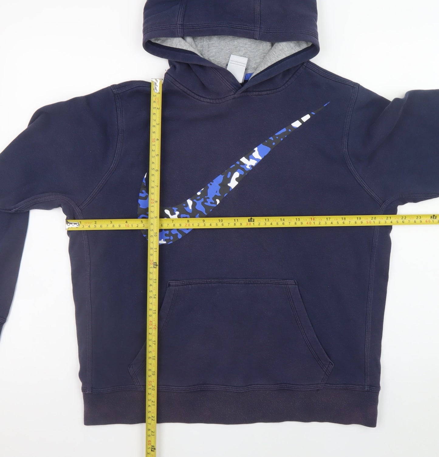 Nike Teens Blue Camouflage Logo Pullover Hoodie XL Fleece Sweatshirt