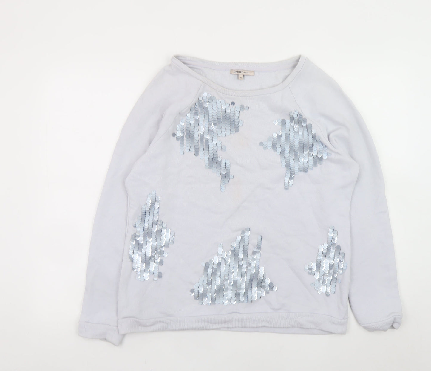 Marks and Spencer Unisex White Sequin Cotton Pullover Sweatshirt L