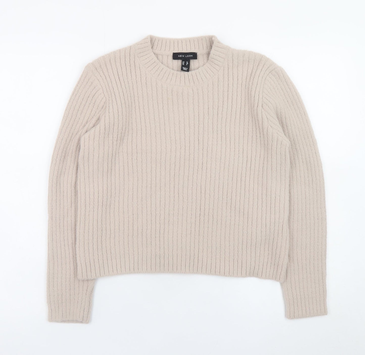New Look Women Beige Chunky Knit Crew Neck Jumper Size 12