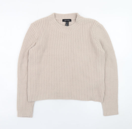 New Look Women Beige Chunky Knit Crew Neck Jumper Size 12