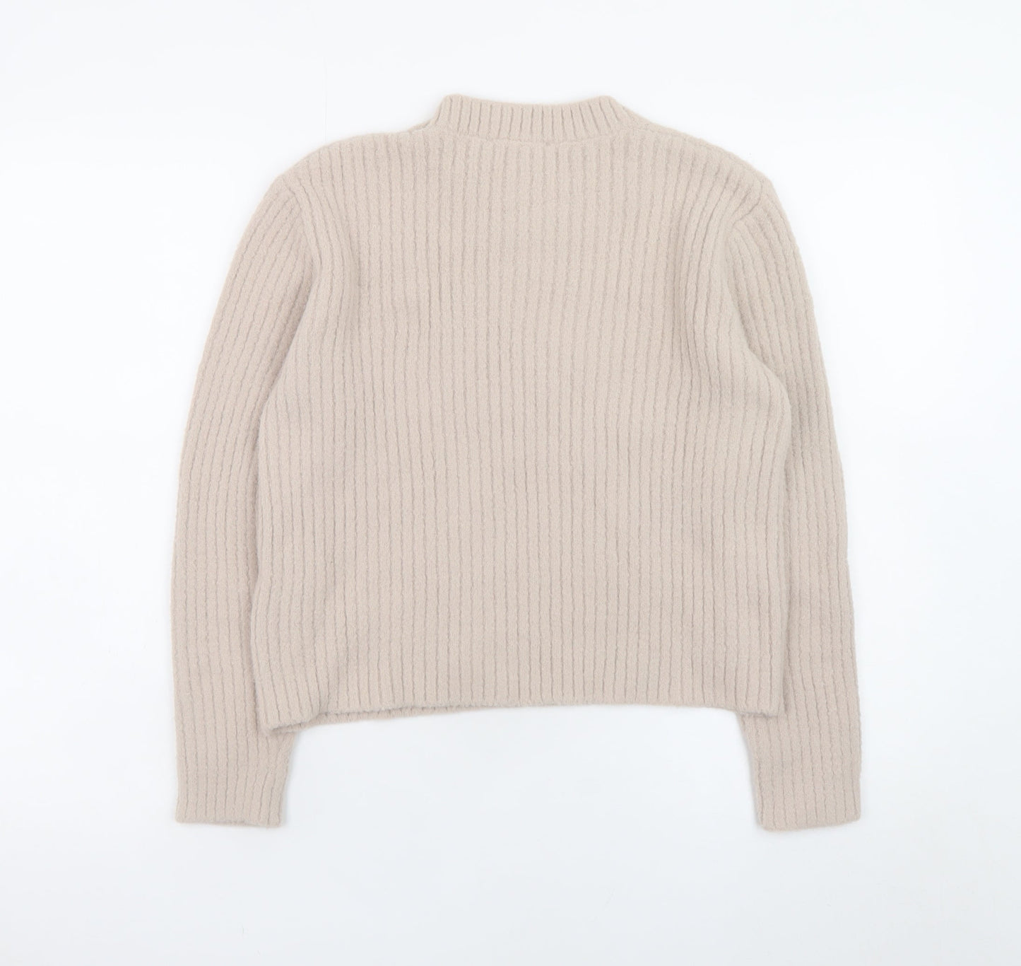 New Look Women Beige Chunky Knit Crew Neck Jumper Size 12