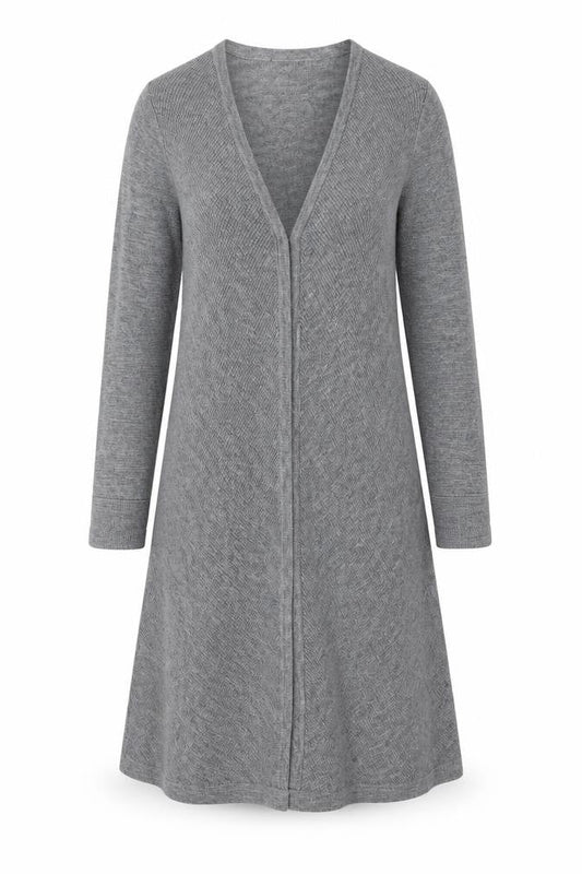 The White Company Women Grey Size 12 Wool Cashmere Knit Midi A-Line Dress