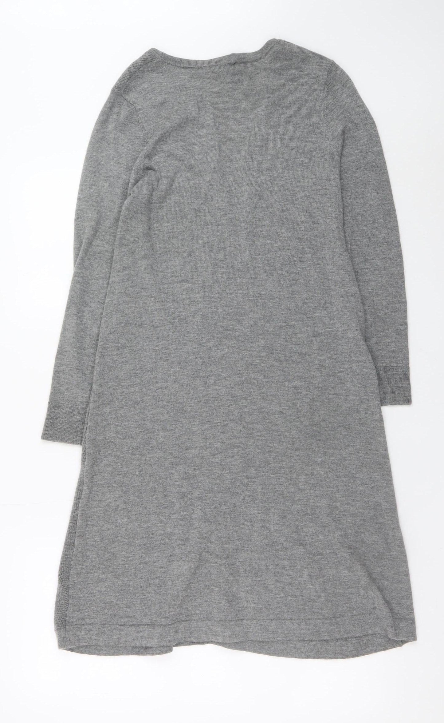 The White Company Women Grey Size 12 Wool Cashmere Knit Midi A-Line Dress