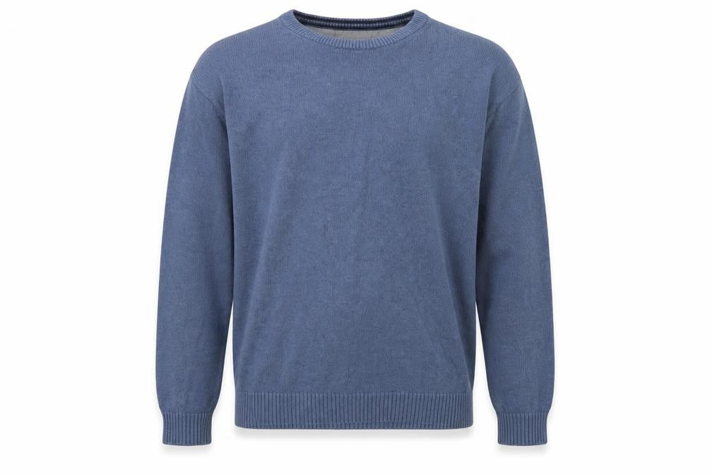 Maine Mens Blue Cotton Crew Neck Pullover Jumper Size L