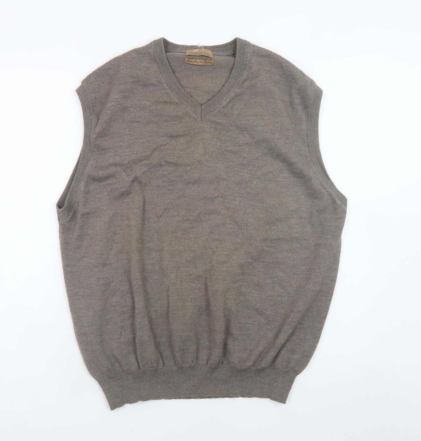 Marks and Spencer Men’s Brown Wool Sleeveless V-Neck Jumper XL