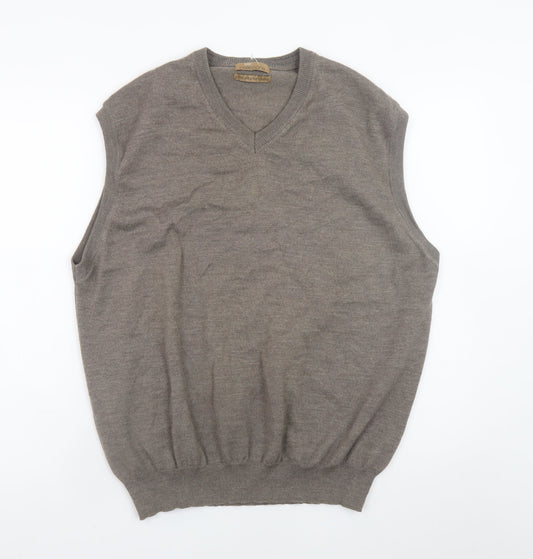 Marks and Spencer Men’s Brown Wool Sleeveless V-Neck Jumper XL