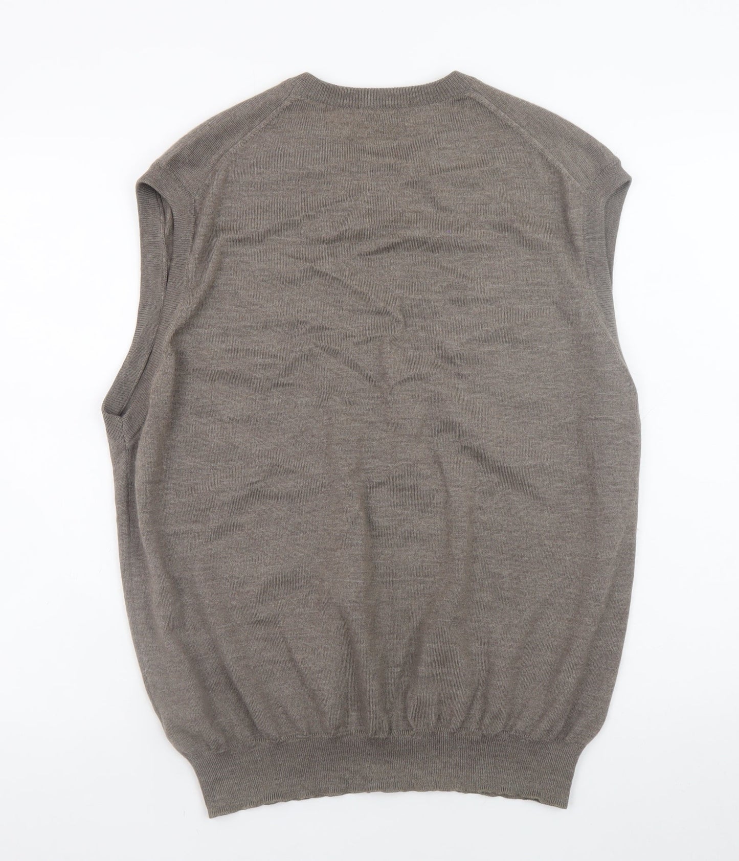 Marks and Spencer Men’s Brown Wool Sleeveless V-Neck Jumper XL