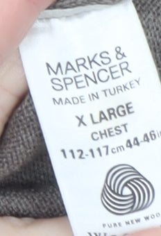 Marks and Spencer Men’s Brown Wool Sleeveless V-Neck Jumper XL