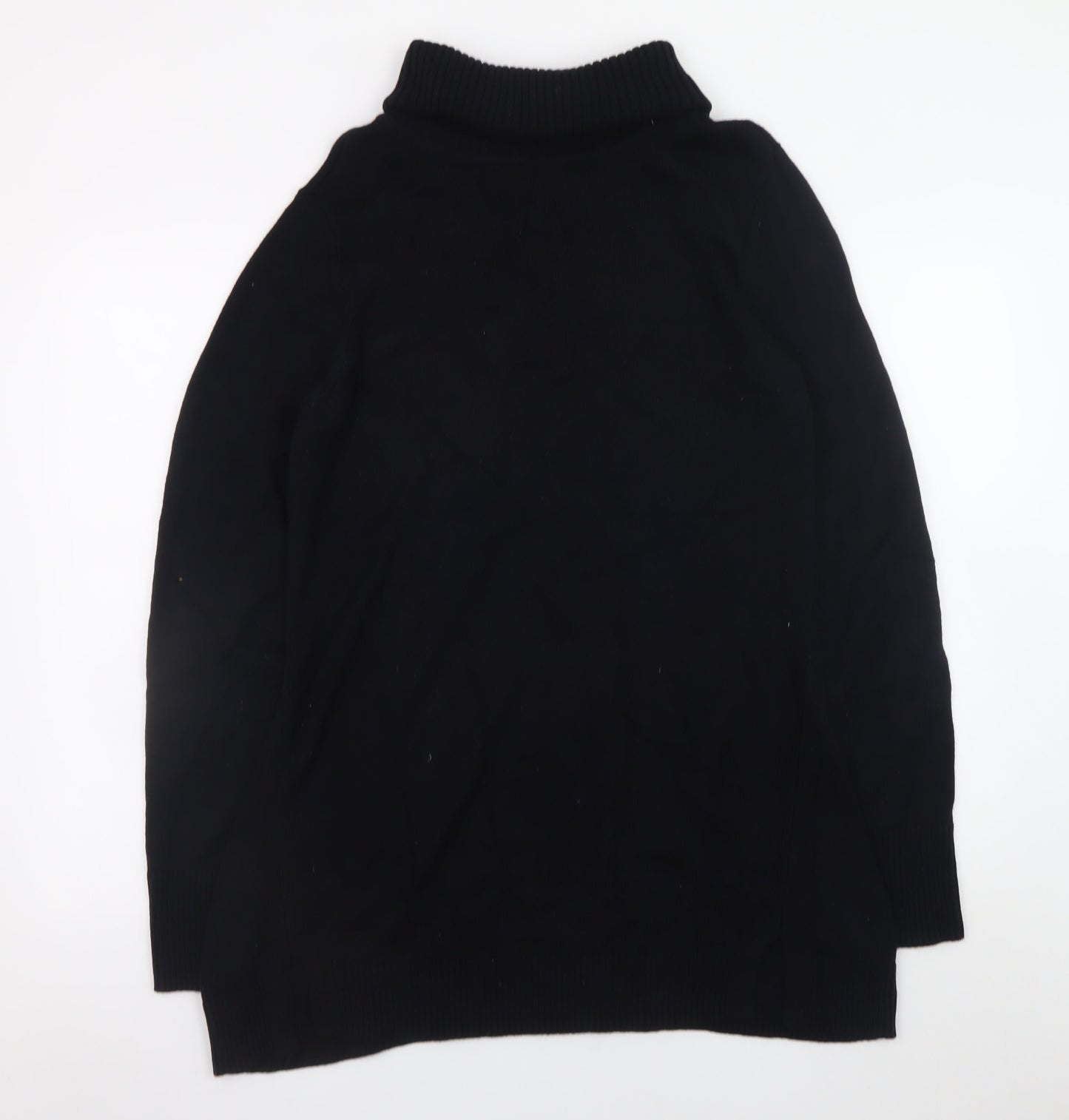 H by Halston Women Black Knit Roll Neck Long Sleeve Sweater Dress L