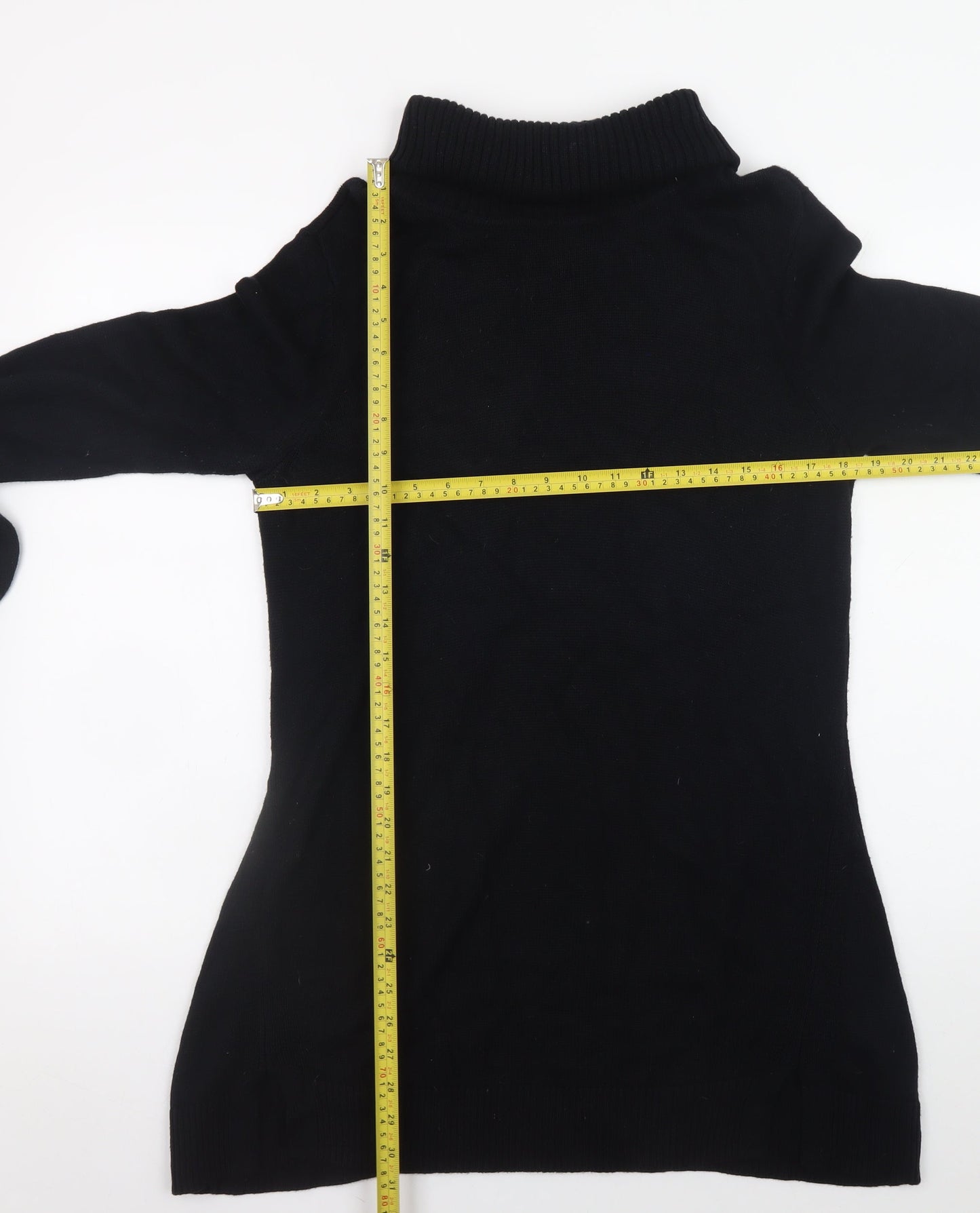 H by Halston Women Black Knit Roll Neck Long Sleeve Sweater Dress L